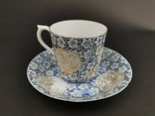 Load image into Gallery viewer, Antique Japanese Teacup and Saucer Set Egg Shell Tea Cup Asian Oriental Porcelain Blue and White with Gold Details