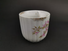 Load image into Gallery viewer, Antique Moustache Cup Mug Ceramic Porcelain White with Pink and Yellow Flowers