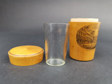 Load image into Gallery viewer, Antique Mauchlineware Case with Medicine or Shot Glass Inside Trongate Glasgow Scotland 1880's Victorian Original Treen Wood Wooden