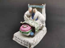 Load image into Gallery viewer, Antique Victorian Fairing Figurine Bisque Ceramic Pottery 1800's Original The Last in Bed To Put Out The Light