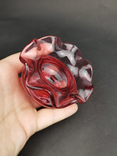 Load image into Gallery viewer, Antique Pink Cranberry Glass Bowl Vase with Scalloped Ruffle Edges