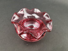 Load image into Gallery viewer, Antique Pink Cranberry Glass Bowl Vase with Scalloped Ruffle Edges