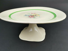 Load image into Gallery viewer, Vintage Cake Stand with Pedestal Crown Ducal Ceramic Pottery Yellow and Green with Pastel Flowers