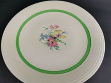 Load image into Gallery viewer, Vintage Cake Stand with Pedestal Crown Ducal Ceramic Pottery Yellow and Green with Pastel Flowers
