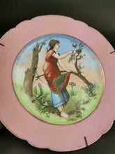 Load image into Gallery viewer, Antique Collectors Plate Art Nouveau Lady and Bird in Forest Decorative Ceramic Porcelain Pottery Victorian Late 1800's Original