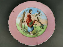 Load image into Gallery viewer, Antique Collectors Plate Art Nouveau Lady and Bird in Forest Decorative Ceramic Porcelain Pottery Victorian Late 1800's Original