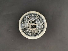 Load image into Gallery viewer, Antique Cold Cream Pot Jar Lid Ceramic Pottery Victorian 1800's Original Ornate Black and White