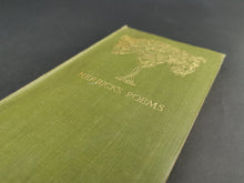 Load image into Gallery viewer, Antique Robert Herrick Herrick's Poems Poetry Book 1905 Art Nouveau Arts and Crafts Green and Gold Canvas Cover
