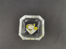 Load image into Gallery viewer, Vintage Heinrich Hoffmann Glass Dish Ring Pin Jewelry or Salt Cellar with Flower Intaglio 1920's - 1930's Art Deco Original