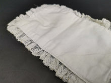 Load image into Gallery viewer, Antique Dolls Bed Blanket Quilt Duvet Cover Topper White Cotton and Lace Miniature