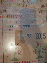 Load image into Gallery viewer, Antique Embroidered Sampler Embroidery Named and Signed Original Art Hand Made Victorian 1800's Framed