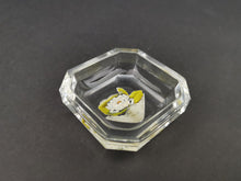 Load image into Gallery viewer, Vintage Heinrich Hoffmann Glass Dish Ring Pin Jewelry or Salt Cellar with Flower Intaglio 1920's - 1930's Art Deco Original