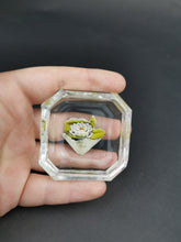 Load image into Gallery viewer, Vintage Heinrich Hoffmann Glass Dish Ring Pin Jewelry or Salt Cellar with Flower Intaglio 1920's - 1930's Art Deco Original