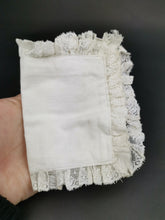 Load image into Gallery viewer, Antique Dolls Bed Blanket Quilt Duvet Cover Topper White Cotton and Lace Miniature