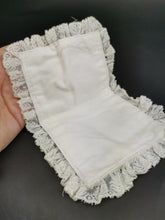 Load image into Gallery viewer, Antique Dolls Bed Blanket Quilt Duvet Cover Topper White Cotton and Lace Miniature