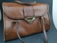 Load image into Gallery viewer, Vintage Brown Leather Large Handbag Hand Bag Purse 1950's - 1960's Original Cow Hide Made in England