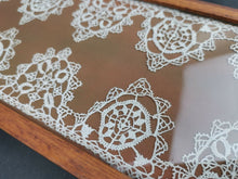 Load image into Gallery viewer, Antique Italian Reticella Lace in Wood Shadowbox Display Frame 17th - 18th Century Original Wall Hanging