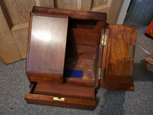 Load image into Gallery viewer, Antique Secretary Writing Desk Slope Stationery Storage Box with Lower Drawer Wood Wooden Victorian Original 1800's with Original Key