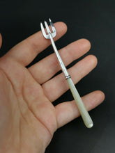 Load image into Gallery viewer, Antique Pickle or Olive Fork Sterling Silver and Mother of Pearl British Hallmarked Chester England