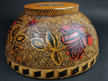 Load image into Gallery viewer, Vintage Wooden Bowl Hand Painted with Roses Penwork and Pyrography on Wood Rose Flowers Woodwork Carving 1920's - 1930's Art Deco
