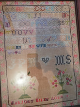 Load image into Gallery viewer, Antique Embroidered Sampler Embroidery Named and Signed Original Art Hand Made Victorian 1800's Framed