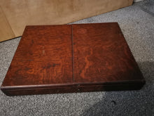 Load image into Gallery viewer, Antique Campaign Mirror Shaving Vanity Makeup Travelling Folding Stand in Wood Wooden Case Box 1800's Original