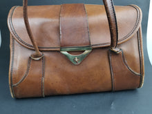 Load image into Gallery viewer, Vintage Brown Leather Large Handbag Hand Bag Purse 1950's - 1960's Original Cow Hide Made in England