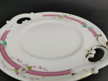 Load image into Gallery viewer, Antique Victorian Charger Plate Platter Serving White and Pink with Hand Painted Flowers Late 1800's Original Ceramic Porcelain