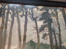 Load image into Gallery viewer, Vintage Forest and Trees Woodland Landscape Oil Painting on Wood Board Signed and Dated 1937 In Original Frame Art Deco 1937