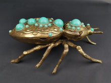 Load image into Gallery viewer, Vintage Spider Insect Trinket or Jewelry Box or Ashtray Novelty Gold Brass Metal Figural Figurine Statue Very Unusual