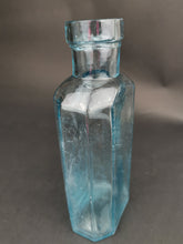 Load image into Gallery viewer, Antique Blue Glass Bottle Victorian Original Large 8 Inch