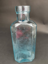 Load image into Gallery viewer, Antique Blue Glass Bottle Victorian Original Large 8 Inch