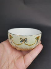 Load image into Gallery viewer, Antique Ceramic Porcelain Bowl Dish Victorian Edwardian Art Nouveau with Bows and Vases on the Sides Late 1800's - Early 1900's Original
