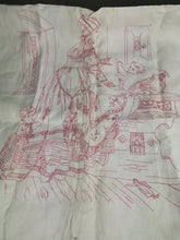 Load image into Gallery viewer, Antique Large Embroidery of Mother and Children on White Linen and Lace Cloth Victorian Hand Made Original 1800's 44 x 21 Inches