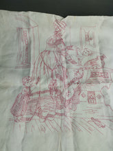 Load image into Gallery viewer, Antique Large Embroidery of Mother and Children on White Linen and Lace Cloth Victorian Hand Made Original 1800's 44 x 21 Inches