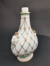 Load image into Gallery viewer, Antique Bottle Vase French Parian Porcelain  with Lady Faces Late 1800's - Early 1900's Original Hand Painted White Coral Gold Turquoise