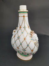 Load image into Gallery viewer, Antique Bottle Vase French Parian Porcelain  with Lady Faces Late 1800's - Early 1900's Original Hand Painted White Coral Gold Turquoise
