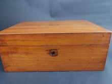 Load image into Gallery viewer, Antique Wooden Jewelry or Sewing Box with Lots of Compartments and Original Key Early 1900's Original
