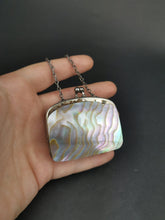 Load image into Gallery viewer, Antique Mother of Pearl Shell Sovereign Coin Purse with Chain Link Top Handle Victorian Original 1800's