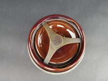 Load image into Gallery viewer, Antique Tobacco Jar Ceramic Pottery with Brass Lock Fitting on Top Made in England Early 1900's Original