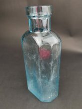 Load image into Gallery viewer, Antique Blue Glass Bottle Victorian Original Large 8 Inch