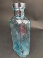 Load image into Gallery viewer, Antique Blue Glass Bottle Victorian Original Large 8 Inch