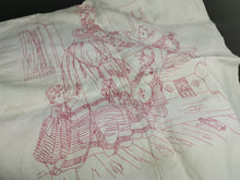 Load image into Gallery viewer, Antique Large Embroidery of Mother and Children on White Linen and Lace Cloth Victorian Hand Made Original 1800's 44 x 21 Inches