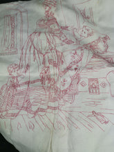 Load image into Gallery viewer, Antique Large Embroidery of Mother and Children on White Linen and Lace Cloth Victorian Hand Made Original 1800's 44 x 21 Inches
