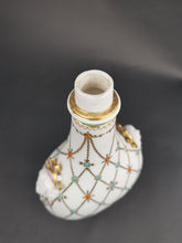 Load image into Gallery viewer, Antique Bottle Vase French Parian Porcelain  with Lady Faces Late 1800's - Early 1900's Original Hand Painted White Coral Gold Turquoise