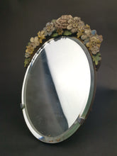 Load image into Gallery viewer, Vintage Barbola Mirror Oval with Flowers for Vanity or Dressing Table 1930's - 1940's Original