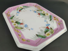 Load image into Gallery viewer, Antique Vanity Tray Victorian Late 1800's Ceramic Porcelain Hand Painted with Flowers Decorative