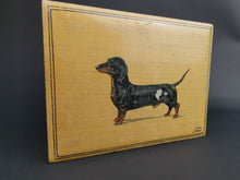 Load image into Gallery viewer, Vintage Art Deco Dachshund Dog Jewelry or Trinket Box Hand Painted Original Art 1920's - 1930's Signed by Artist Wood Wooden