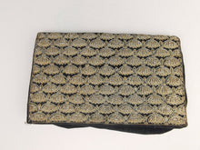 Load image into Gallery viewer, Vintage Clutch Bag Purse Goldwork Embroidery and Black Velvet Gold Work Metal Thread Embroidered Wrist Clutch 1950's - 1960's Original