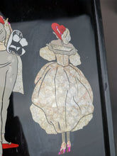 Load image into Gallery viewer, Vintage Foil Art Painting of Lady and Man in Original Frame Art Deco 1920's Reverse Painting Hand Painted Hand Made